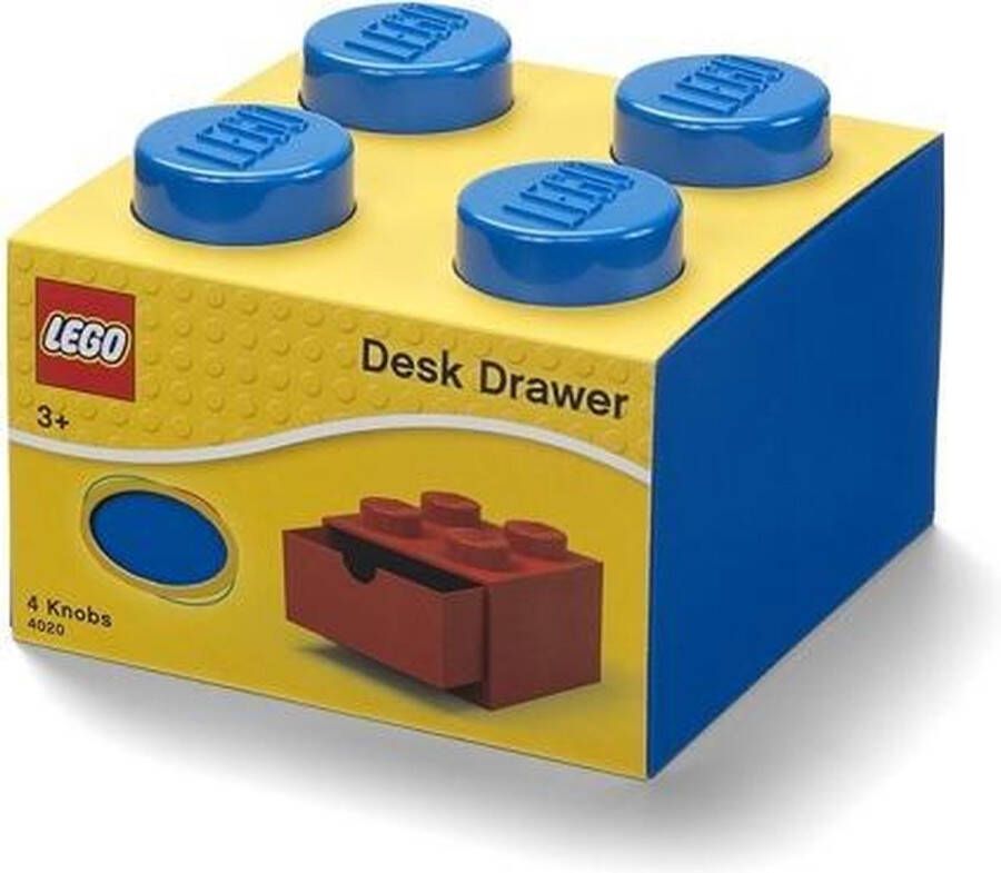 LEGO Opbergbox Voor Bureau Met 1 Lade Vierkant Stapelbaar Kunststof Blauw