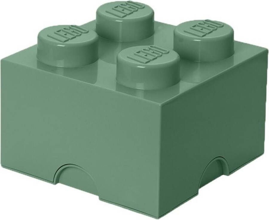 LEGO Set van 2 Opbergbox Brick 4 Zandgroen