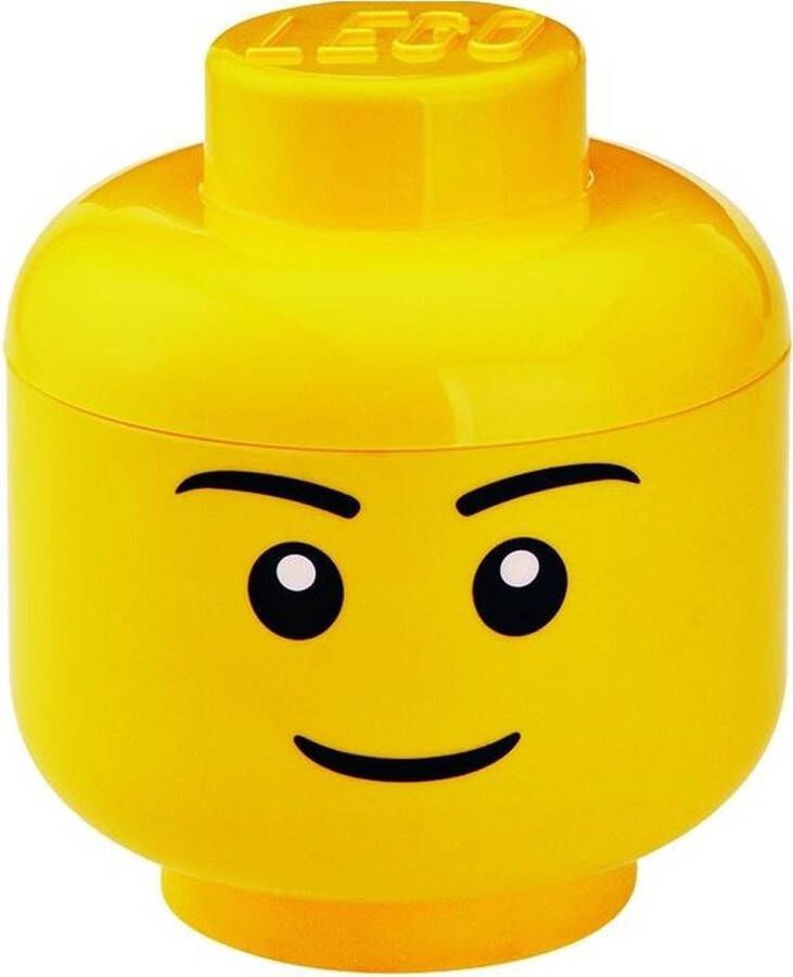 LEGO Set van 2 Opbergbox Iconic Hoofd Boy 16 cm Geel