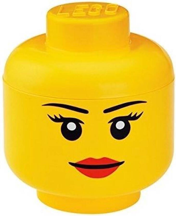 LEGO Set van 2 Opbergbox Iconic Hoofd Girl 24 cm Geel