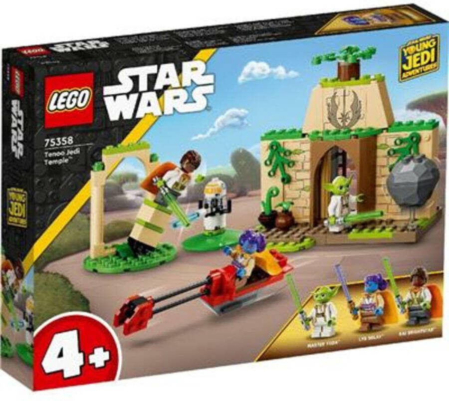 LEGO Star Wars Tenoo Jedi tempel Bouwbaar Yoda Speelgoed met Lichtzwaarden en Speederbike 75358