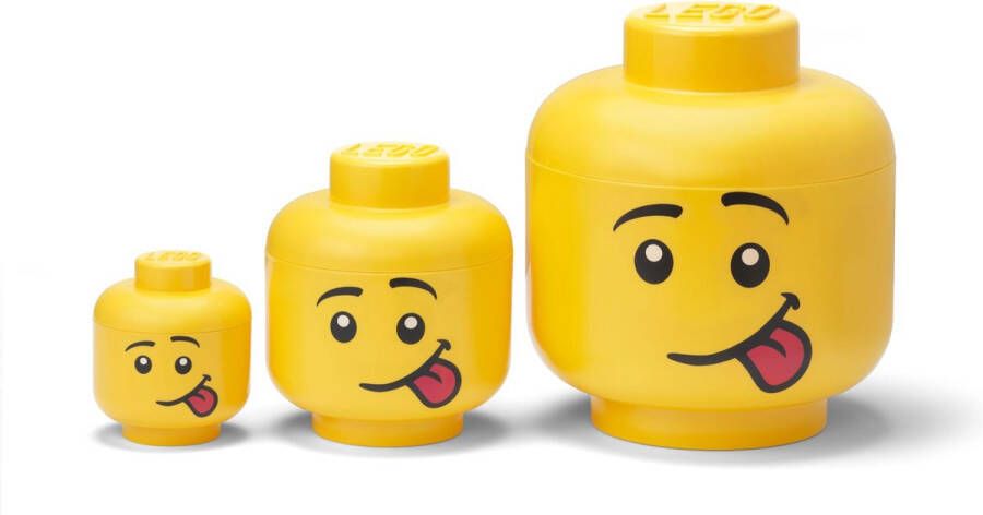 LEGO Opbergbox Hoofd Silly Set van 3 Stuks WebOnly Verpakking Kunststof Geel