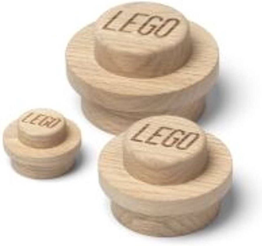 LEGO Wooden Collection Wandhaak Set van 3 Stuks Hout Beige