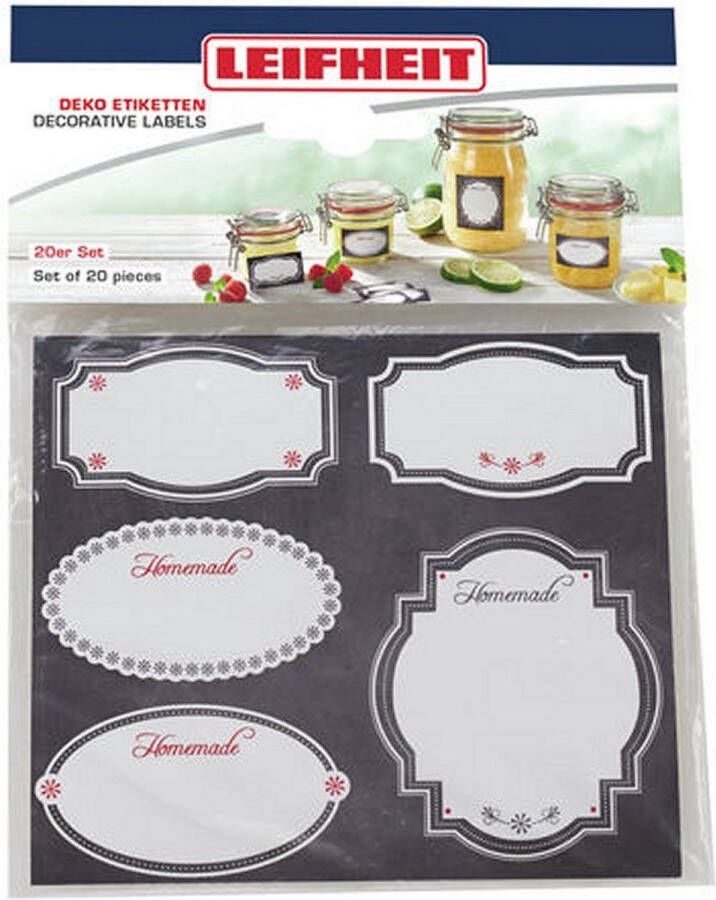 Leifheit 3218 Zelfklevende Deco-Etiketten 20 Stuks Zwart Wit