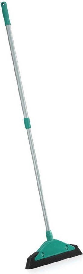 Leifheit Soft & Easy schuimbezem met telescoopsteel 34 cm wisbreedte 75-130 cm lengte turqouise grijs
