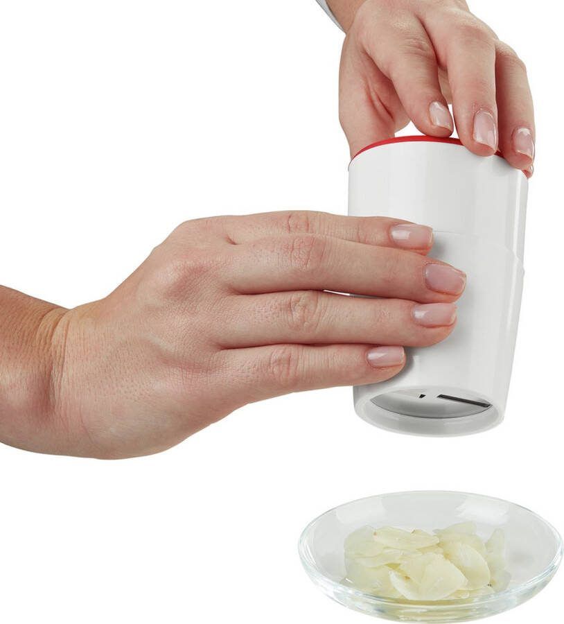Leifheit Knoflook en Gember Mini Mandoline Rood Wit
