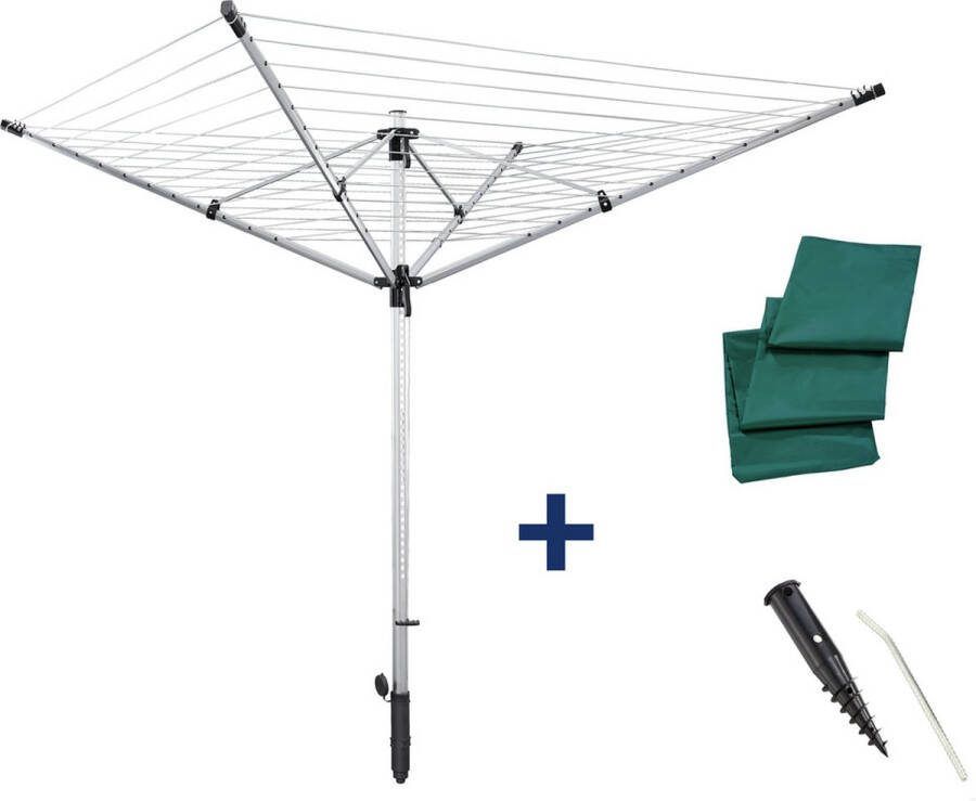 Leifheit droogmolen Lino Lift 600 quick start (evo) incl. beschermhoes incl. grondplug in hoogte verstelbaar 60 m drooglengte 6 wasmachineladingen