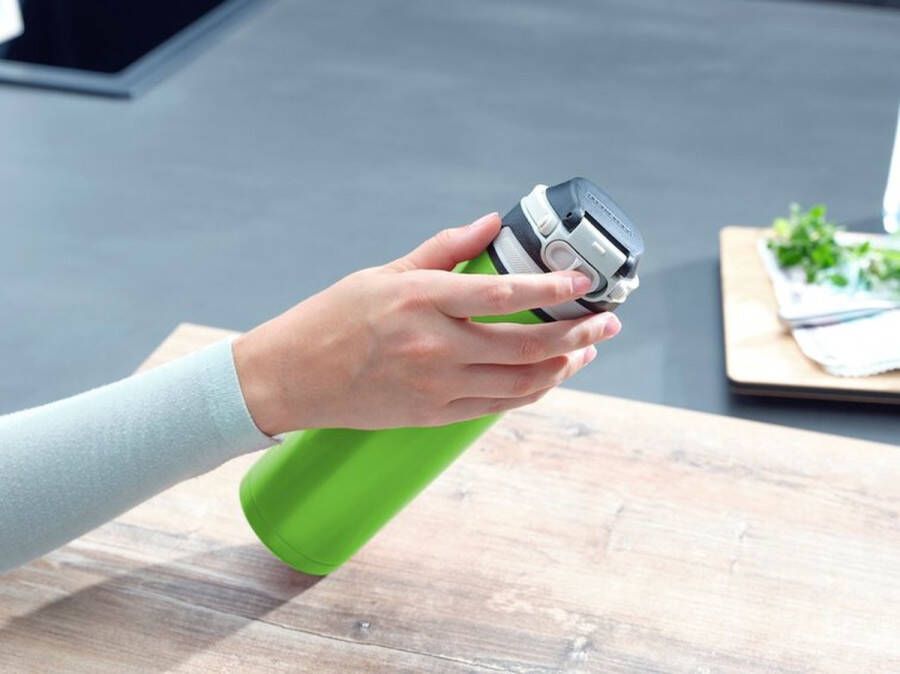 Leifheit thermosbeker Flip 600 ml RVS groen