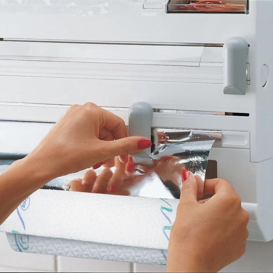 Leifheit Wandrolhouder Parat Plus inclusief tesafilm-dispenser en kleine onderdelen-box