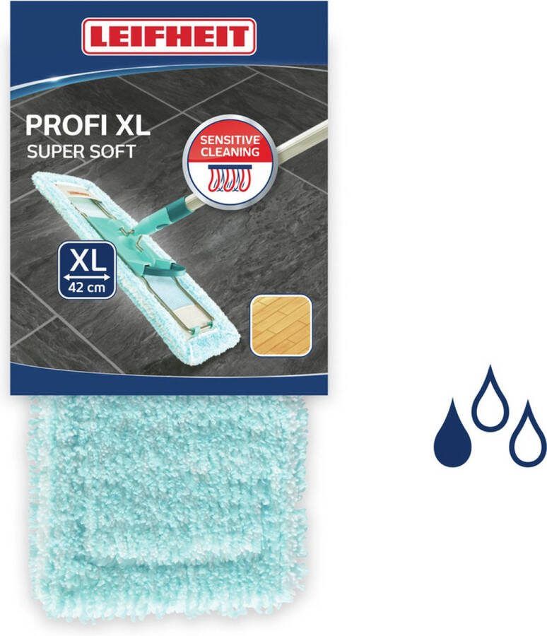 Leifheit Profi overtrek vloerwisser XL extra Soft dweildoek 42 cm wisbreedte 400 x wasbaar turqouise