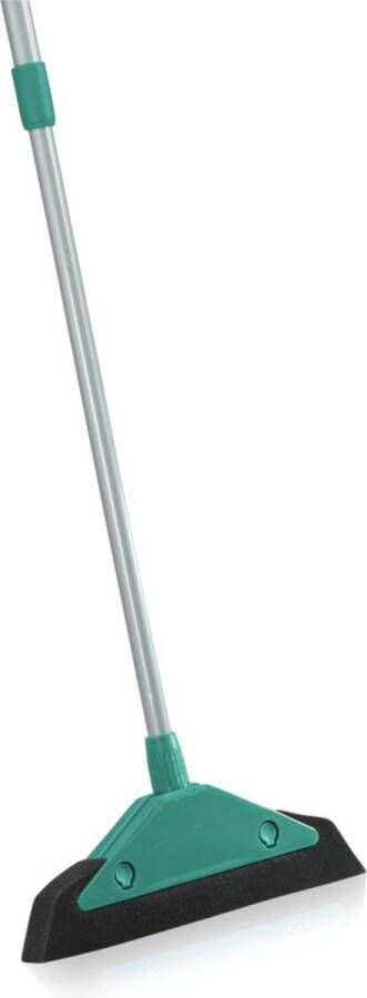 Leifheit Soft & Easy schuimbezem met telescoopsteel 34 cm wisbreedte 75-130 cm lengte turqouise grijs
