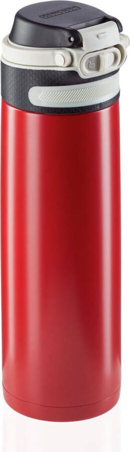 Leifheit thermosbeker Flip 600 ml RVS rood