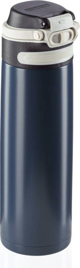 Leifheit thermosbeker Flip 600 ml RVS donkerblauw