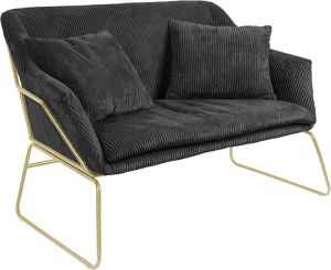 Leitmotiv Bank Glam Corduroy Zwart 124x77x79 5cm