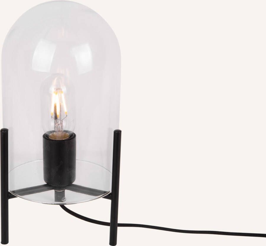 Leitmotiv Tafellamp Glass Bell Helder Zwart frame 30x16cm