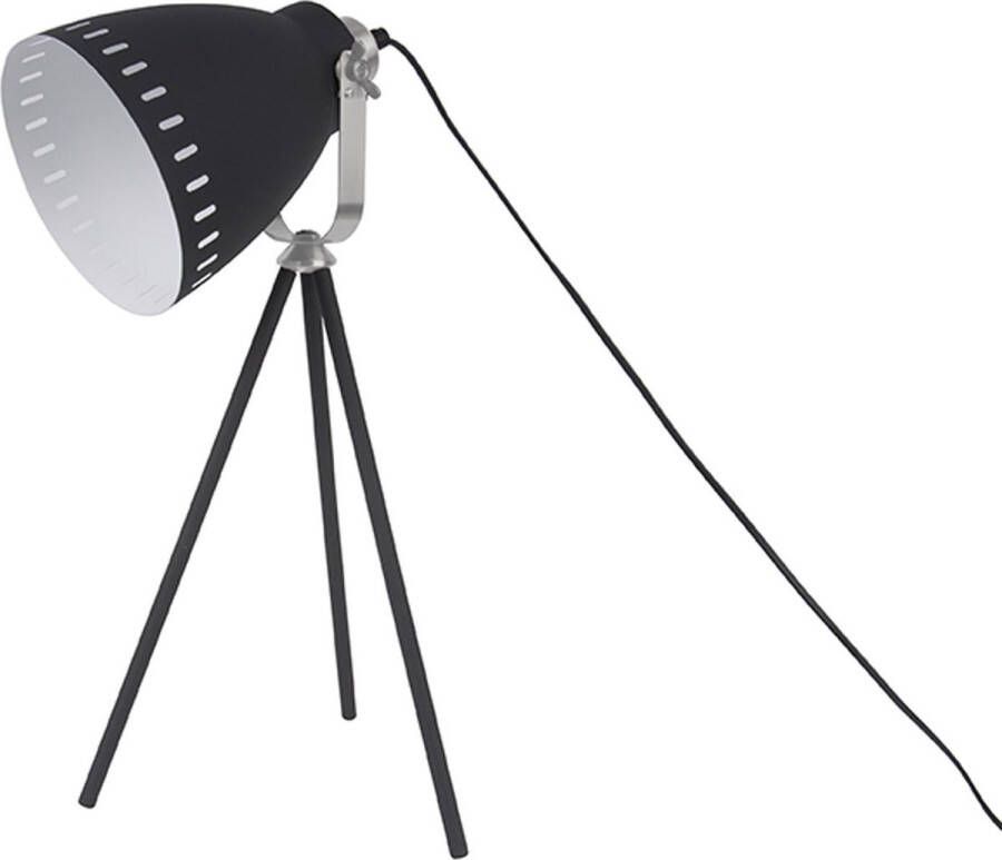 Leitmotiv Tafellamp Mingle 3 poten Metaal Zwart Nikkel accenten 54x16 5cm