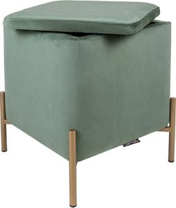 Leitmotiv Poef Snog Velvet Jade Groen Goud geverfde poten 45x45x47cm