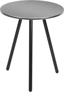 Leitmotiv Side table Disc Staal Geborsteld Nikkel Zwarte poten 42x47cm