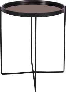 Leitmotiv Side table Polished black w. copper mirror top