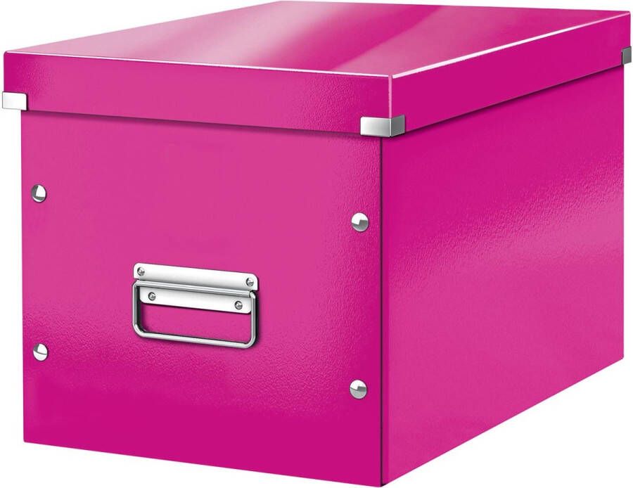 Leitz Wow Click & Store Kubus Grote Opbergdoos 80% Gerecycled Karton 32 x 31 x 36 cm (BxHxD) Roze