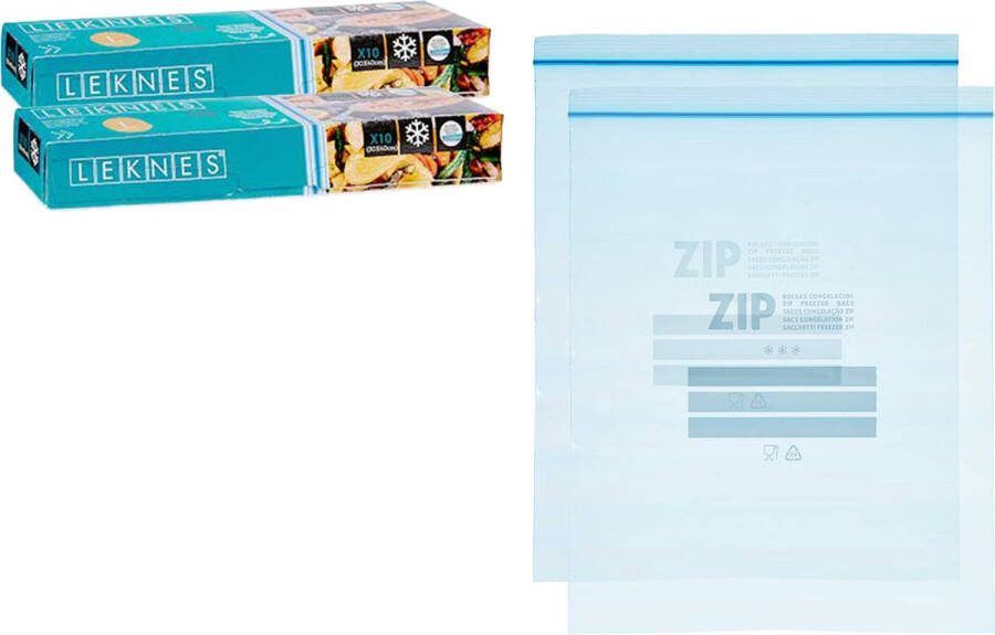 Leknes Keuken diepvries vershoud zakken 20x stuks 30 x 40 cm transparant diepvrieszakken voedsel luchtdicht bewaren