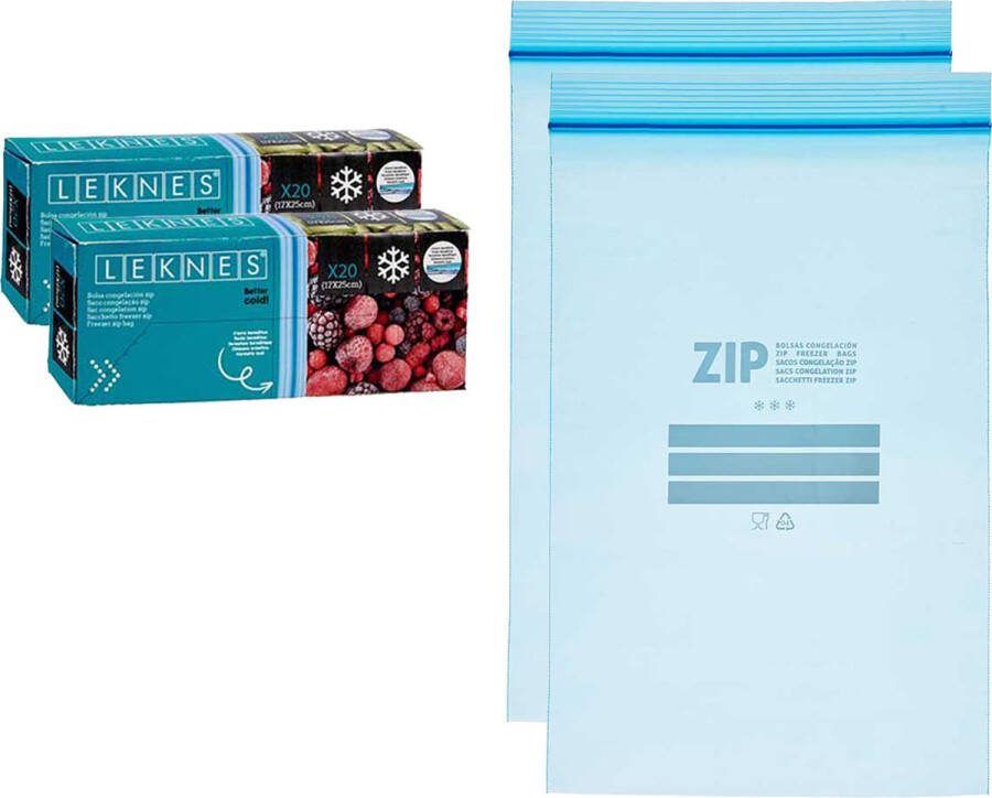 Leknes Keuken diepvries vershoud zakken 40x stuks 17 x 25 cm transparant diepvrieszakken voedsel luchtdicht bewaren