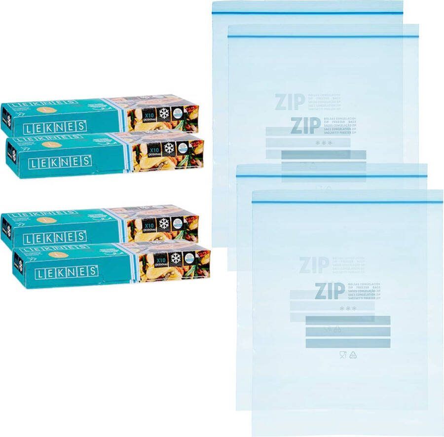 Leknes Keuken diepvries vershoud zakken 40x stuks 30 x 40 cm transparant diepvrieszakken voedsel luchtdicht bewaren