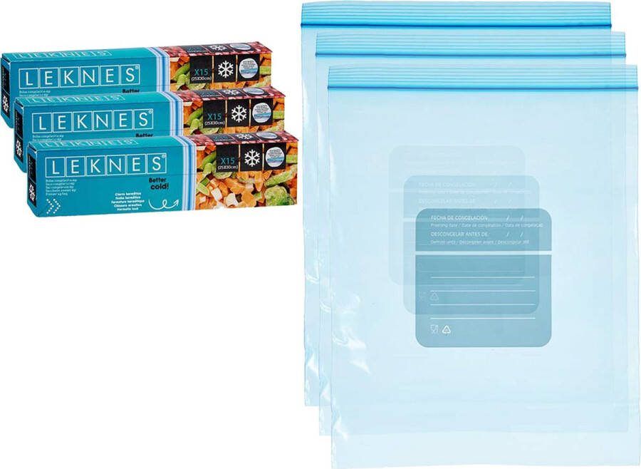 Leknes Keuken diepvries vershoud zakken 60x stuks 25 x 30 cm transparant diepvrieszakken voedsel luchtdicht bewaren