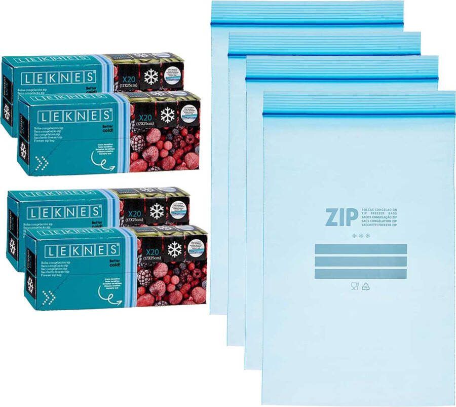 Leknes Keuken diepvries vershoud zakken 80x stuks 17 x 25 cm transparant diepvrieszakken voedsel luchtdicht bewaren