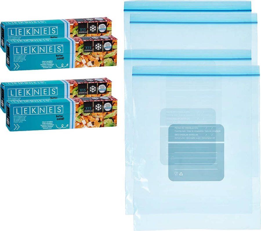 Leknes Keuken diepvries vershoud zakken 80x stuks 25 x 30 cm transparant diepvrieszakken voedsel luchtdicht bewaren