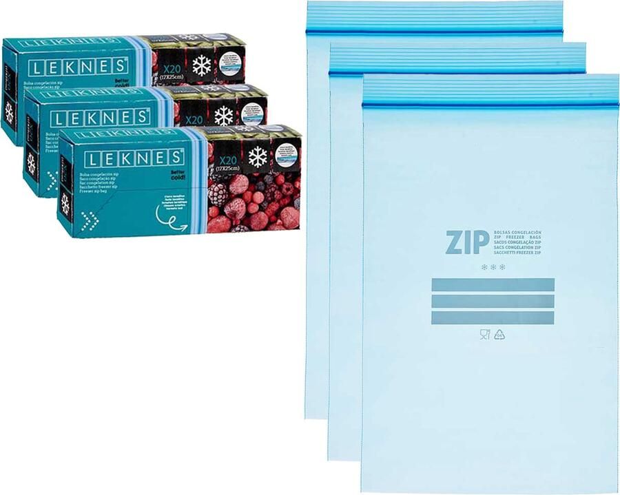 Leknes Keuken diepvries vershoud zakken 60x stuks 17 x 25 cm transparant diepvrieszakken voedsel luchtdicht bewaren