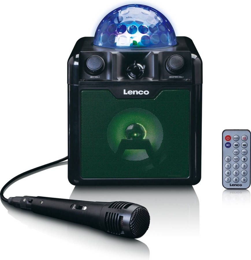 Lenco BTC-050BK Bluetooth Speaker Draadloos Karaokeset Zwart Karaoke Set Microfoon Party Speaker Mini Kind