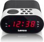 Lenco FM Wekkerradio met slaaptimer en dubbele alarm functie Zwart-Wit - Thumbnail 1