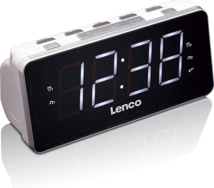 Lenco PLL FM Wekkerradio groot en overzichtelijk 1 8 LED display CR-18 White Wit