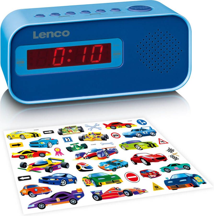 Lenco CR 205BU Wekkerradio met stickerset Slaaptimer en Alarmfunctie Blauw