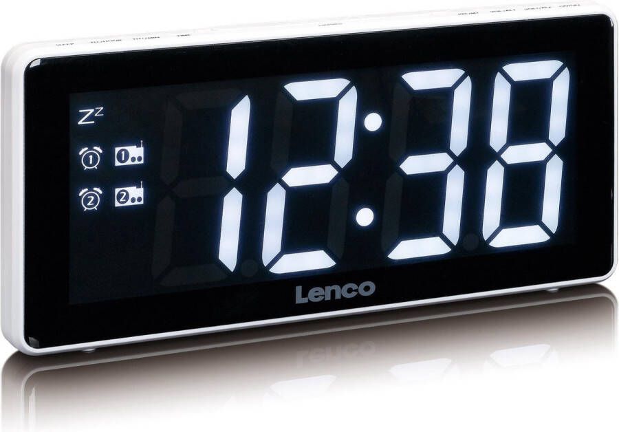 Lenco CR-30WH FM Wekkerradio met groot 3"" LED scherm