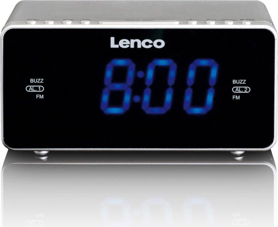 Lenco CR 520SI Wekkerradio met USB aansluiting en AUX ingang Zilver