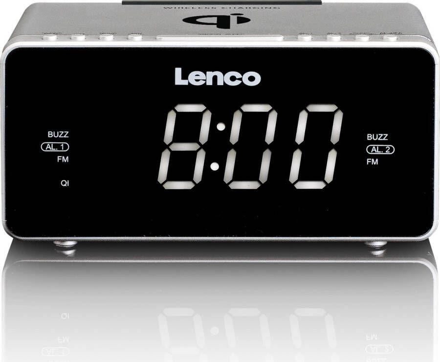 Lenco CR 550SI Wekkerradio met Qi Wireless smartphone oplader Zilver