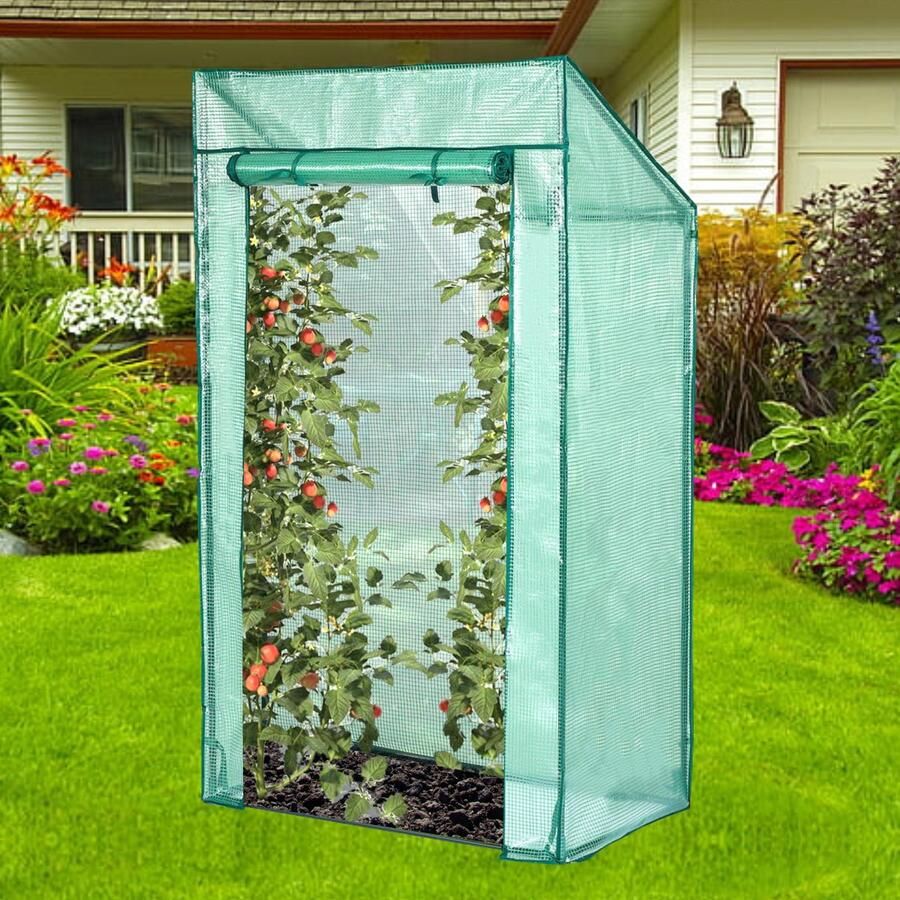 Lendo Online Tomatenkas met PE waterdichte hoes 100x60x174cm staal groen Tuinkas Broeikas Kas Serre Kweekkas Foliekas Groentekas