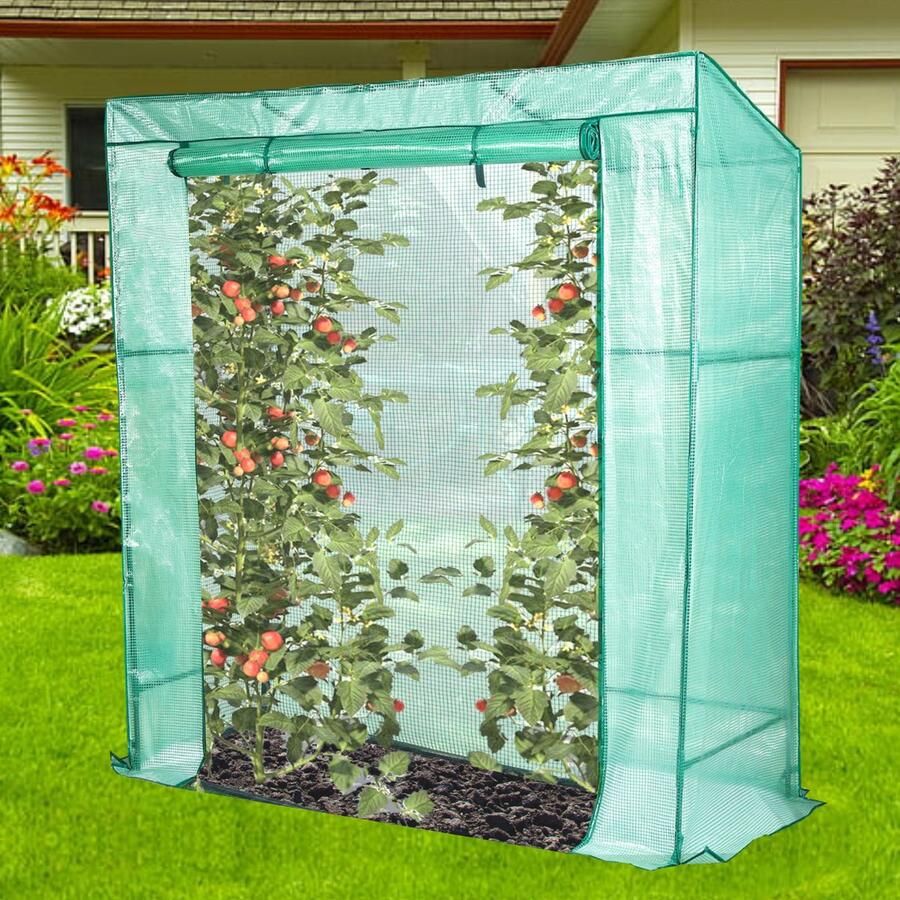 Lendo Online Tomatenkas met PE waterdichte hoes 198x78x200cm staal groen Tuinkas Broeikas Kas Serre Kweekkas Foliekas Groentekas