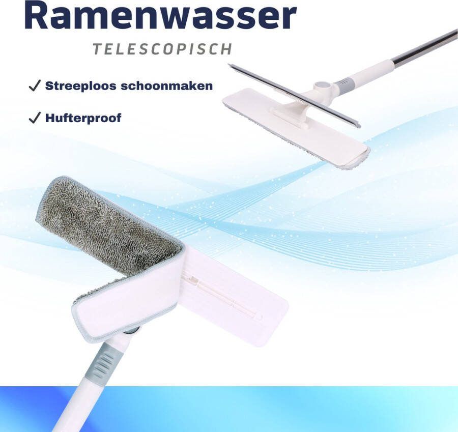 Leniwa Raamwisser Ramenwasser telescopisch 148 cm Ramenwisser Ramenwasser met steel 2 in 1 inwasser hufter proof Ruitenwasser Ramenwisser met telescoopsteel Ruitenreiniger met steel