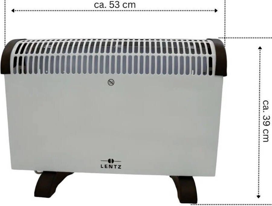 Lentz Convectorkachel elektrische verwarming 2000W 3 warmtestanden: 750 1250 2000W Wit