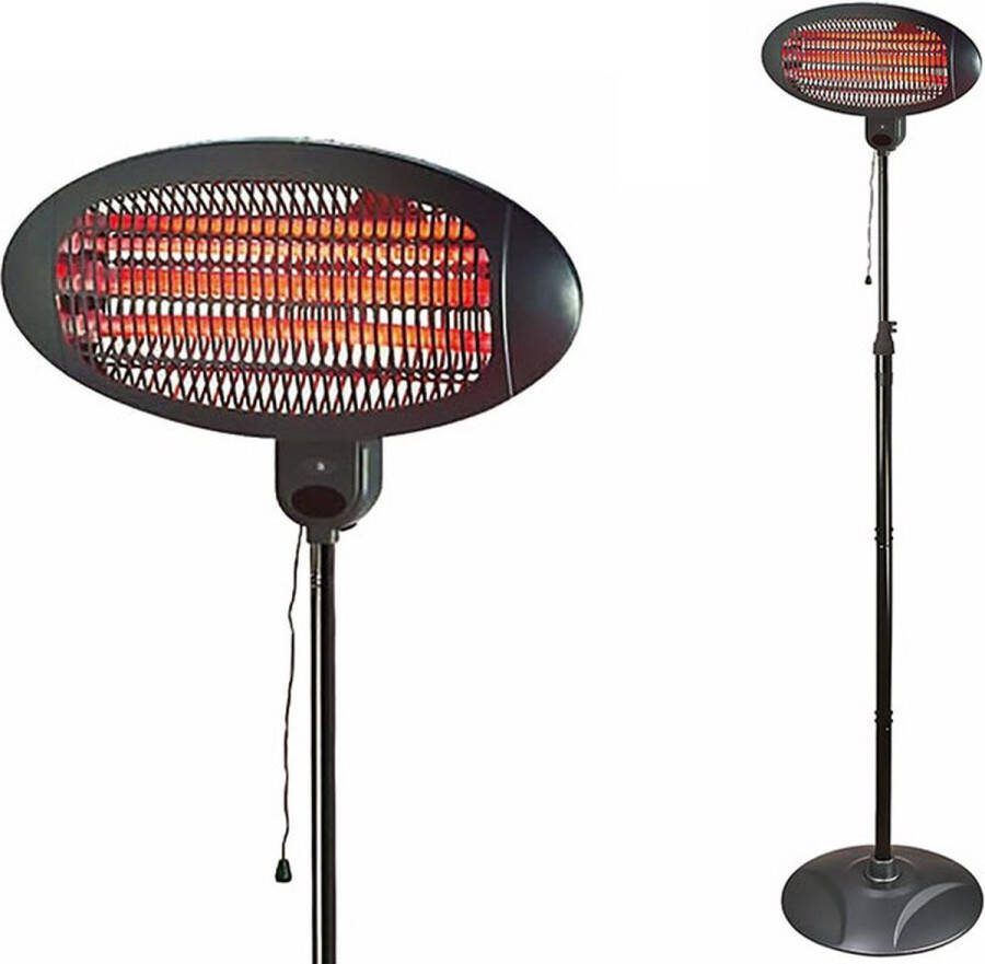 Lentz Terrasverwarmer 1 serie met onderstel 2000W Staand 3 Standen 2m Zwart