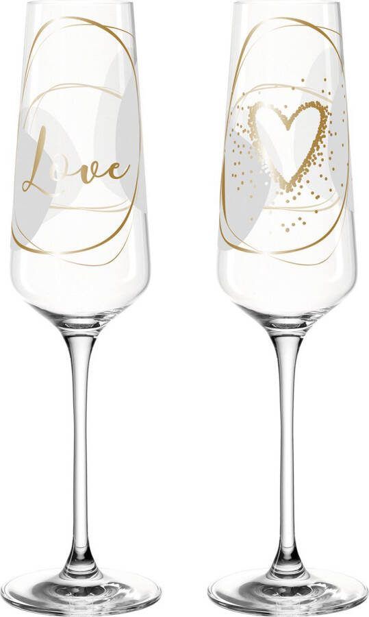 Leonardo Geschenkset Champagneglazen 280 ml Love set van 2