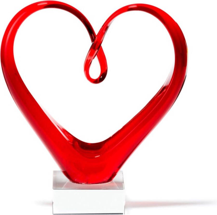 Leonardo Heart Glazen hart Rood H24 cm