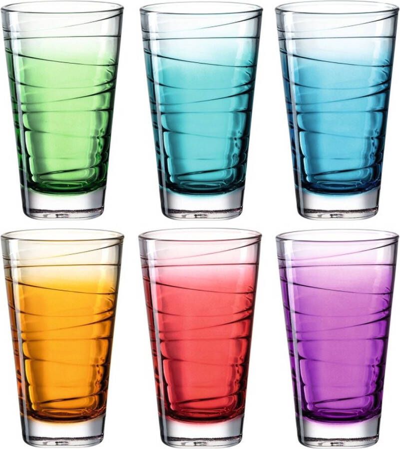 LEONARDO Longdrinkglas Vario STRUTTURA Colori-glas kleurverloop 280 ml 6-delig (set)