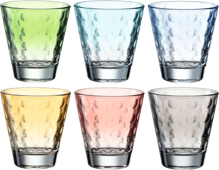 Leonardo Optic drinkglazen assorti pastelkleuren set van 6 glazen