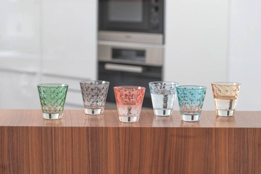 Leonardo Optic drinkglazen assorti pastelkleuren set van 6 glazen