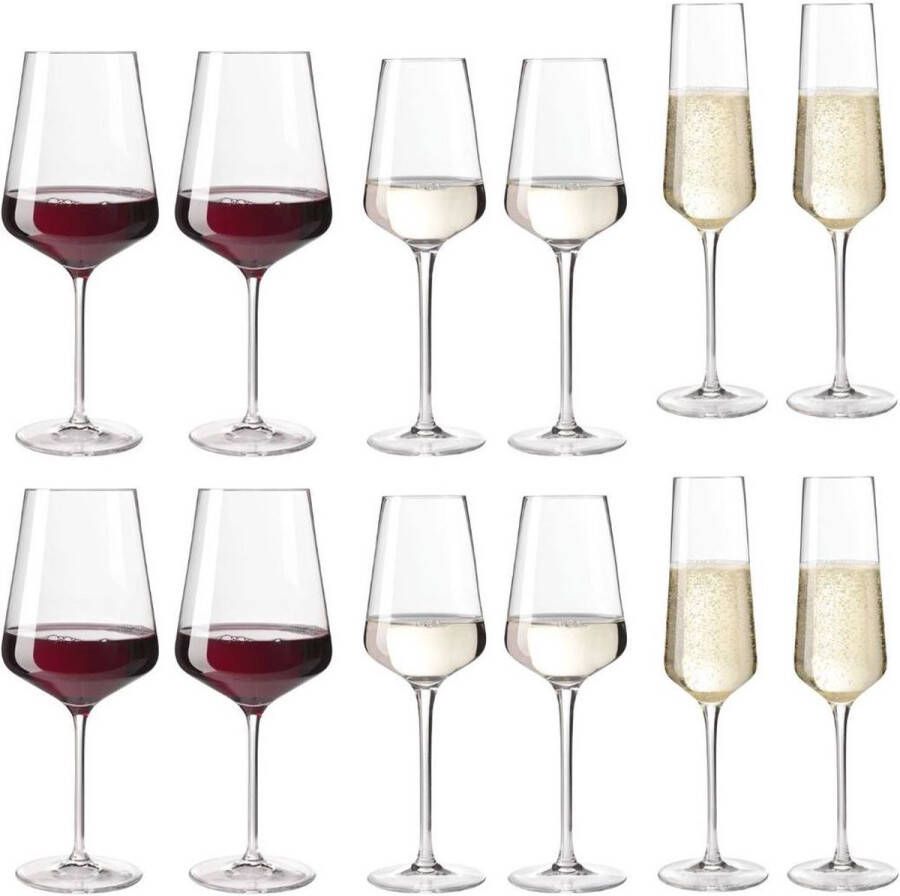 Leonardo Wijnglazenset Puccini (Rode wijnglazen & Witte Wijnglazen & Champagneglazen)- 12 delige set
