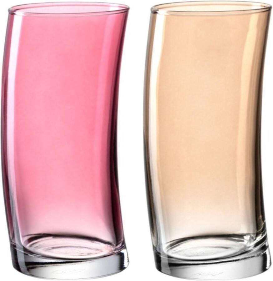 Leonardo Waterglazen Swing Set van 2 450 ml Roze Geel